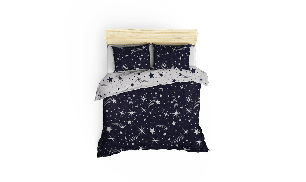 Set Lenjerie de Pat Double, Quilt Cover Asi Home Halley - Dark Blue 65% Bumbac |35% Poliester 200|220|50X220|240|70 cm