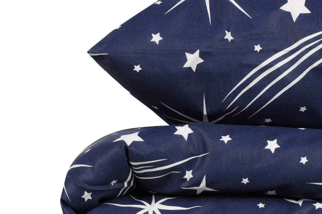 Set Lenjerie de Pat Double, Quilt Cover Asi Home Halley - Dark Blue 65% Bumbac |35% Poliester 200|220|50X220|240|70 cm