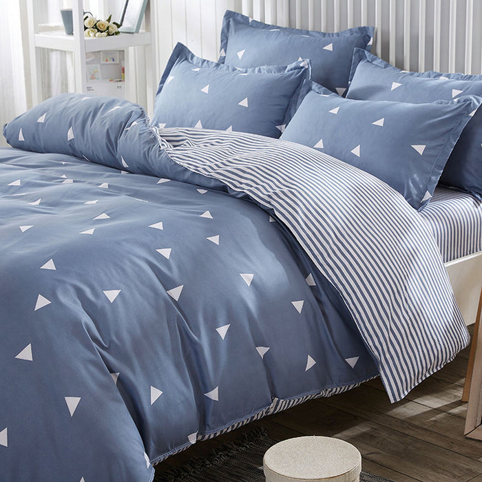 Set Lenjerie de Pat Double, Quilt Cover Asi Home Üçgen - Blue 65% Bumbac |35% Poliester 200|220|50X220|240|70 cm