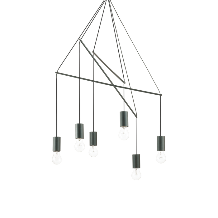 Lustra POP Ideal Lux, E27 max 6 x 60W, SP6, Negru