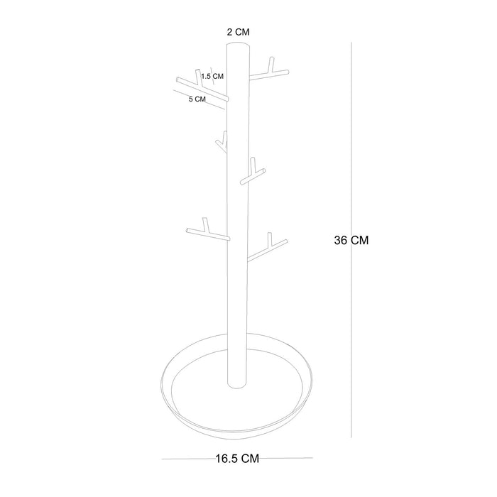 Stand pentru Bijuterii Asi Home Branch - 2 Metal| Lemn 16.5X16.5X36 cm