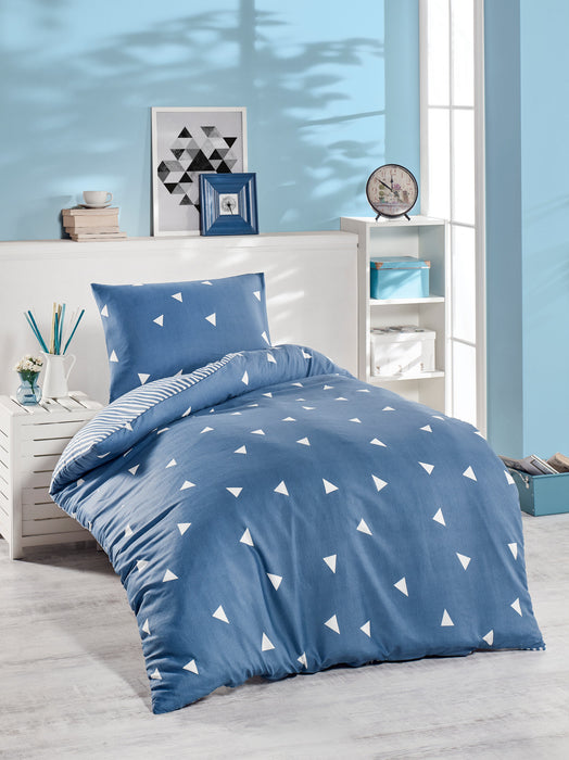 Set Lenjerie de Pat Single Asi Home Üçgen - Blue 65% Bumbac |35% Poliester 140|50X200| 70 cm