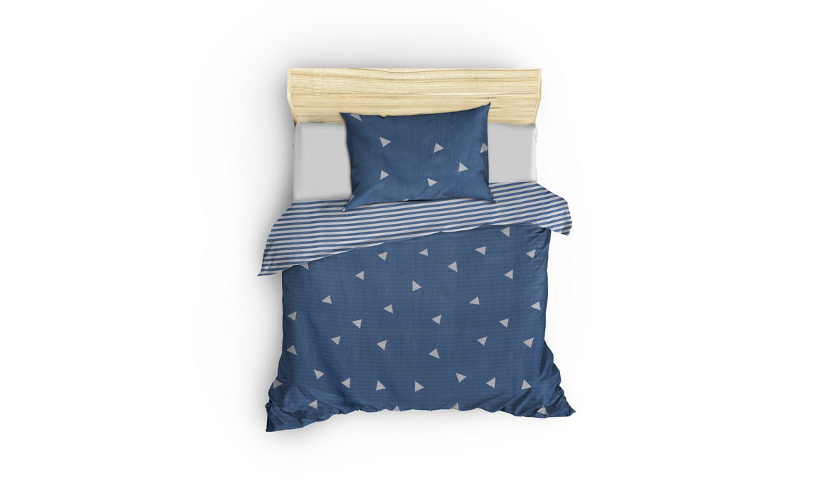 Set Lenjerie de Pat Single Asi Home Üçgen - Blue 65% Bumbac |35% Poliester 140|50X200| 70 cm