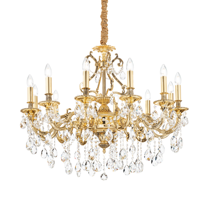 Candelabru Cristal GIOCONDA Ideal Lux, E14 max 12 x 40W, Auriu