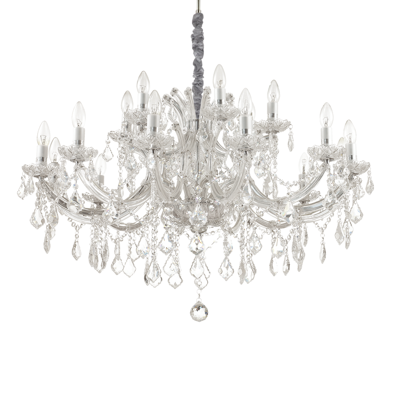 Candelabru Cristal NAPOLEON Ideal Lux, E14 max 18 x 40W, Crom