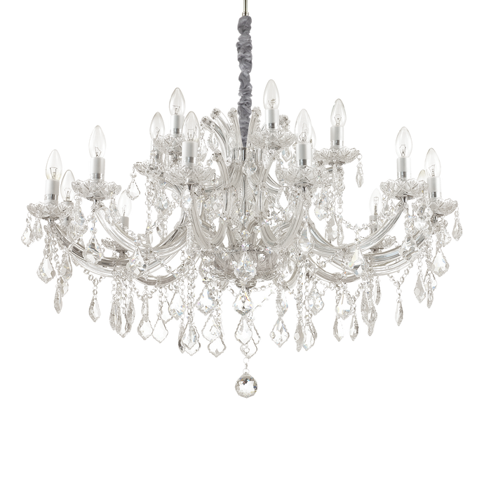 Candelabru Cristal NAPOLEON Ideal Lux, E14 max 18 x 40W, Crom