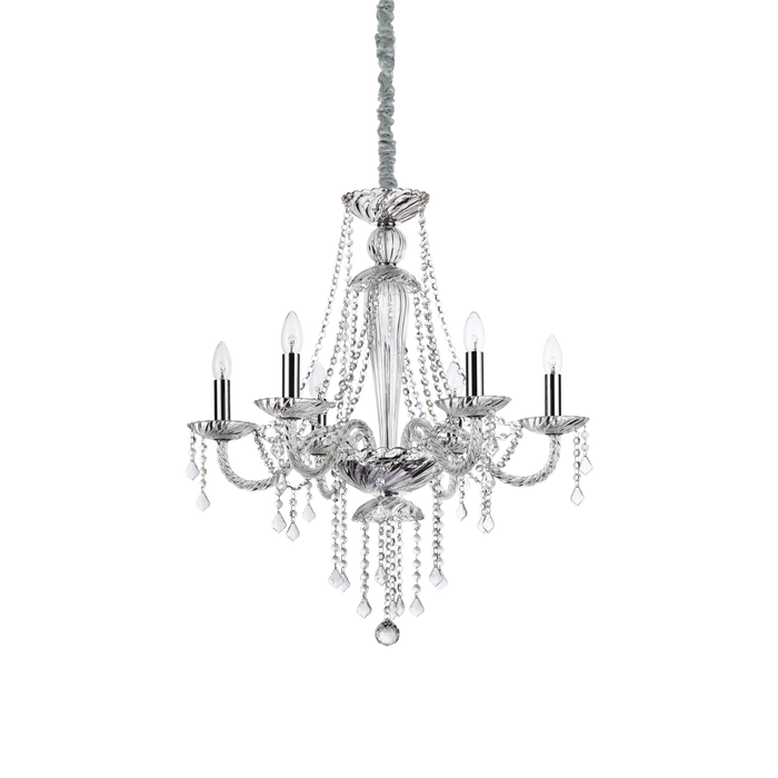 Candelabru Cristal AMADEUS Ideal Lux, E14 max 6 x 40W, SP6, Transparent