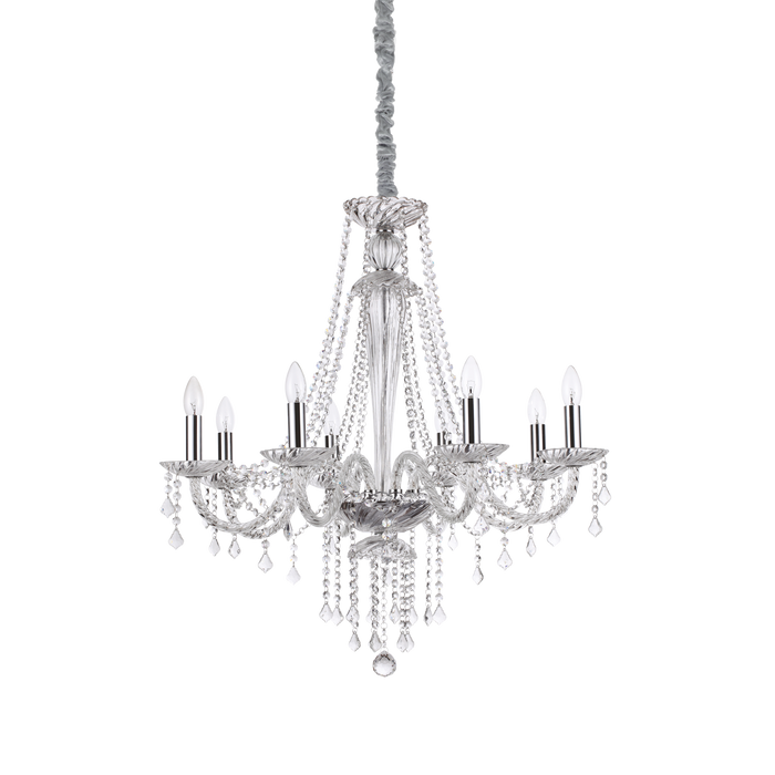 Candelabru Cristal AMADEUS Ideal Lux, E14 max 8 x 40W, SP8, Transparent