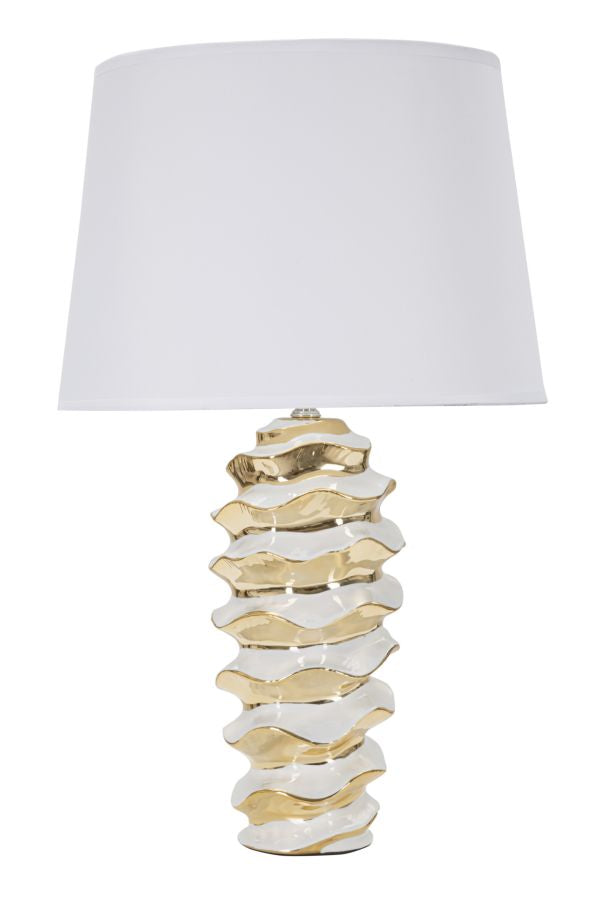 Veioză Mauro Ferretti Glam Space, Alb/Auriu, Ø33 cm
