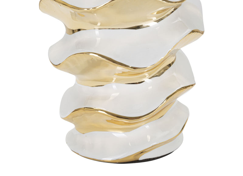 Veioză Mauro Ferretti Glam Space, Alb/Auriu, Ø33 cm