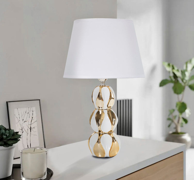 Veioză Mauro Ferretti Glam Balls, Alb/Auriu, Ø28 cm