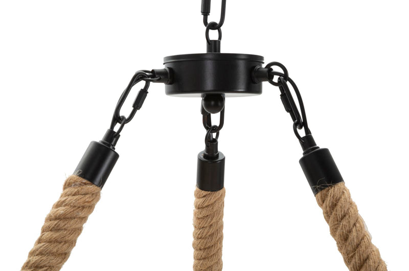 Plafonieră Mauro Ferretti Rope Circle, Maro/Negru, Ø64 cm