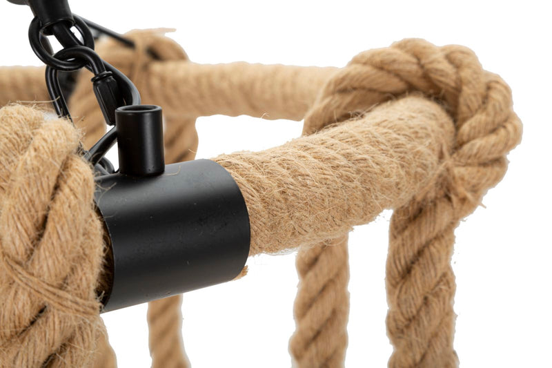 Plafonieră Mauro Ferretti Rope Circle, Maro/Negru, Ø64 cm