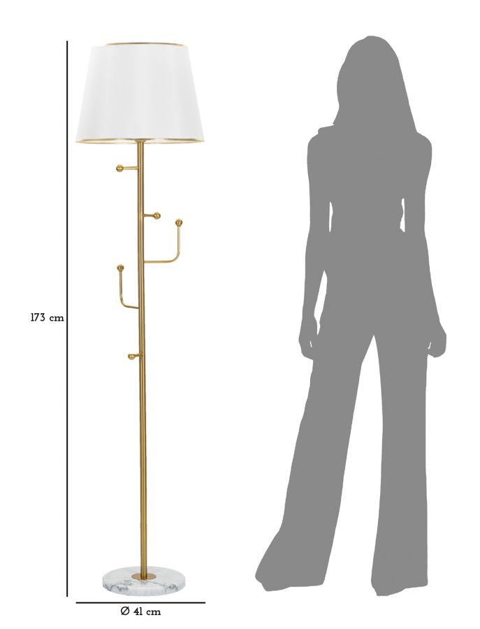 Lampadar Mauro Ferretti, Auriu/Alb, Ø41 cm