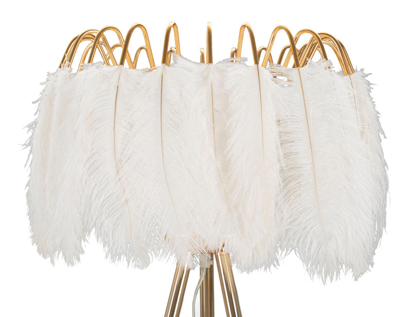 Lampadar Mauro Ferretti Pană, Auriu/Alb, Ø46 cm