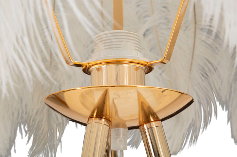 Lampadar Mauro Ferretti Pană, Auriu/Alb, Ø46 cm