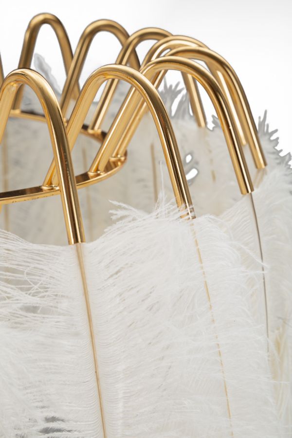 Lampadar Mauro Ferretti Pană, Auriu/Alb, Ø46 cm