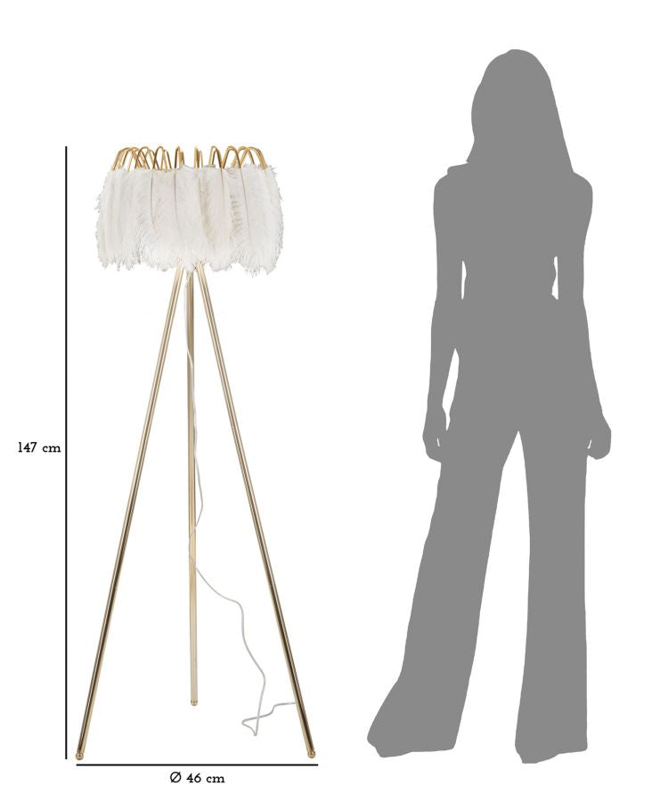 Lampadar Mauro Ferretti Pană, Auriu/Alb, Ø46 cm