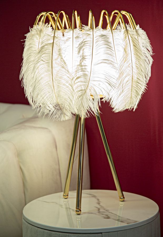 Veioză Mauro Ferretti Pană, Auriu/Alb, Ø40 cm