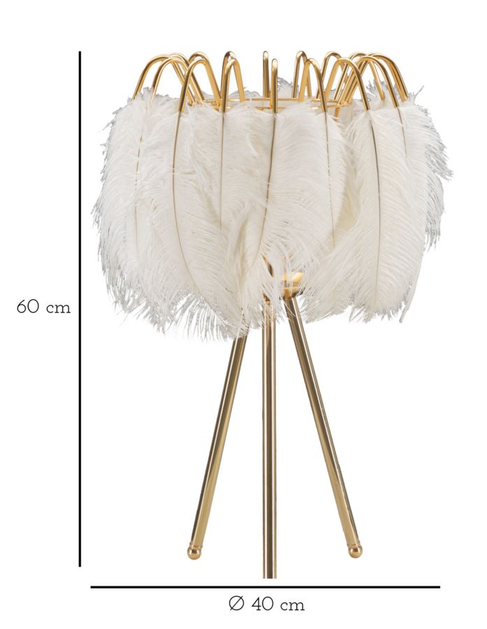Veioză Mauro Ferretti Pană, Auriu/Alb, Ø40 cm