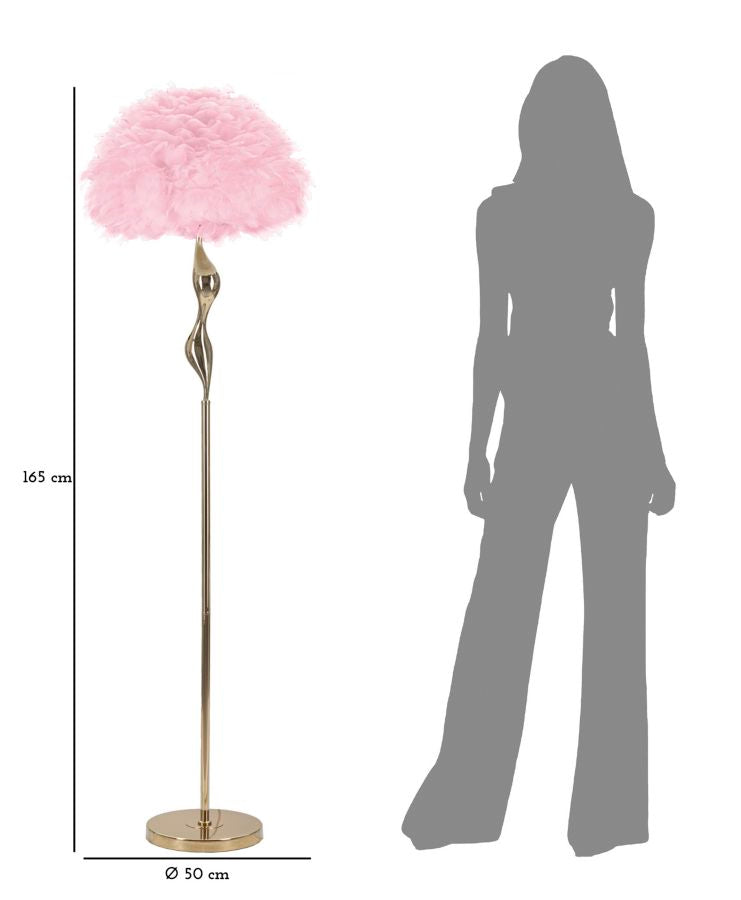 Lampadar Mauro Ferretti Subțire, Auriu/Roz, Ø50 cm