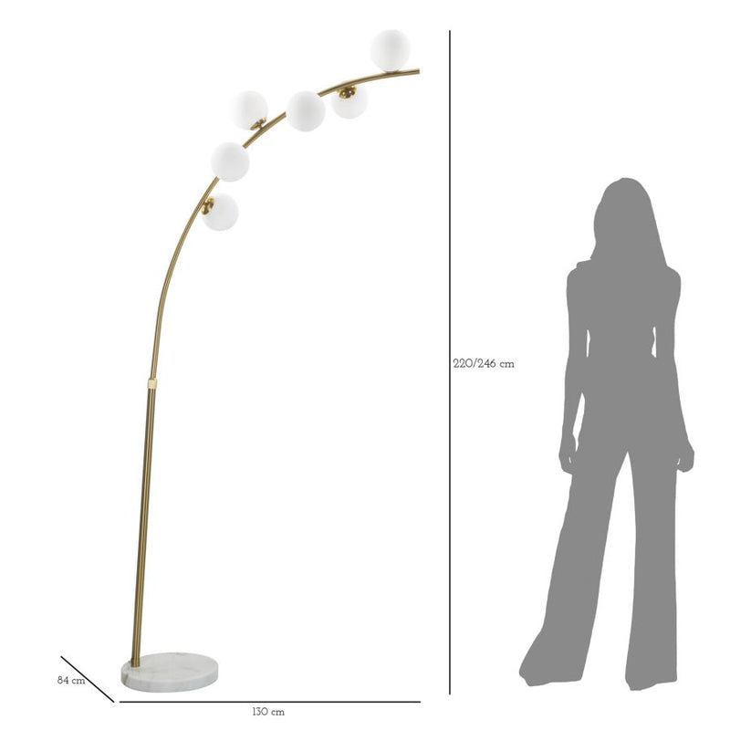 Lampadar Mauro Ferretti Glamy Arc 6 Luci, Auriu/Alb, 130x220 cm