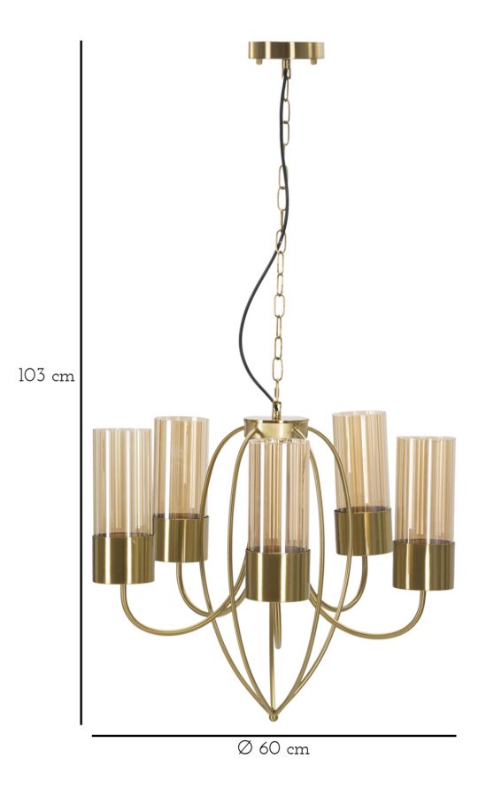 Plafonieră Mauro Ferretti Versailles 5 Lights, Negru, Ø80 cm