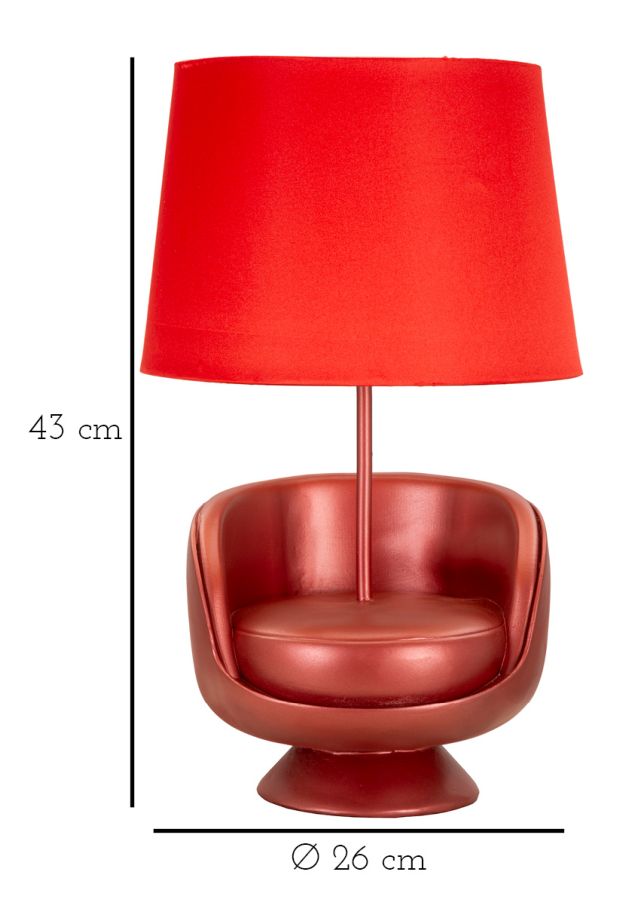 Veioză Mauro Ferretti Midcentury, Roșu, Ø26 cm