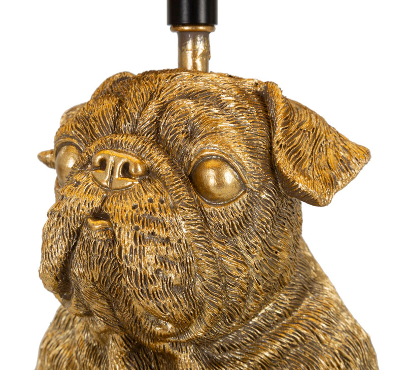 Veioză Mauro Ferretti Câine, Auriu/Negru, Ø26 cm