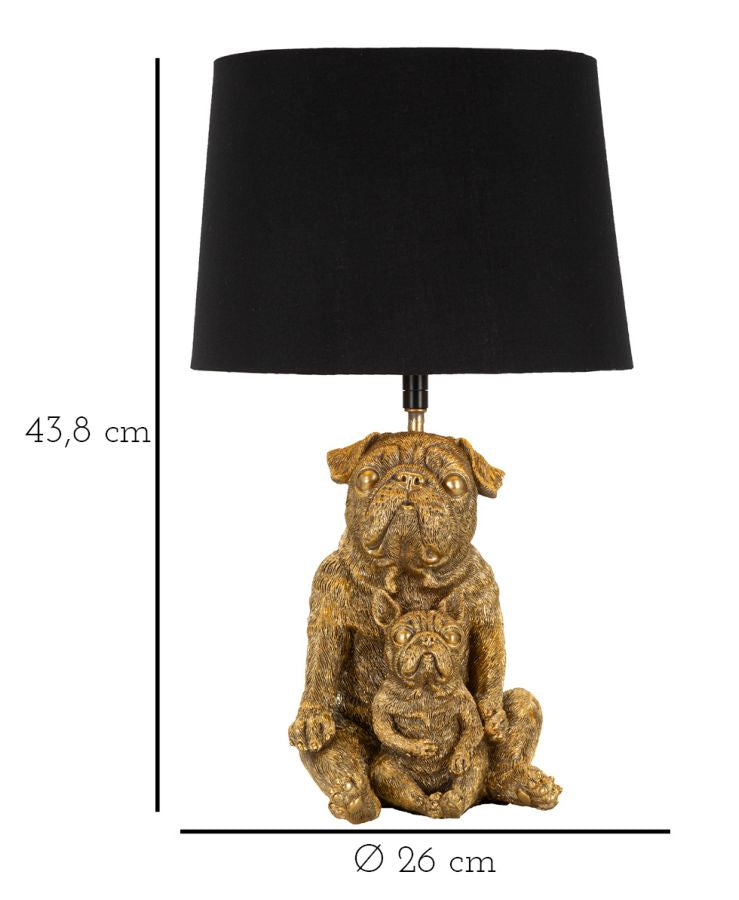 Veioză Mauro Ferretti Câine, Auriu/Negru, Ø26 cm