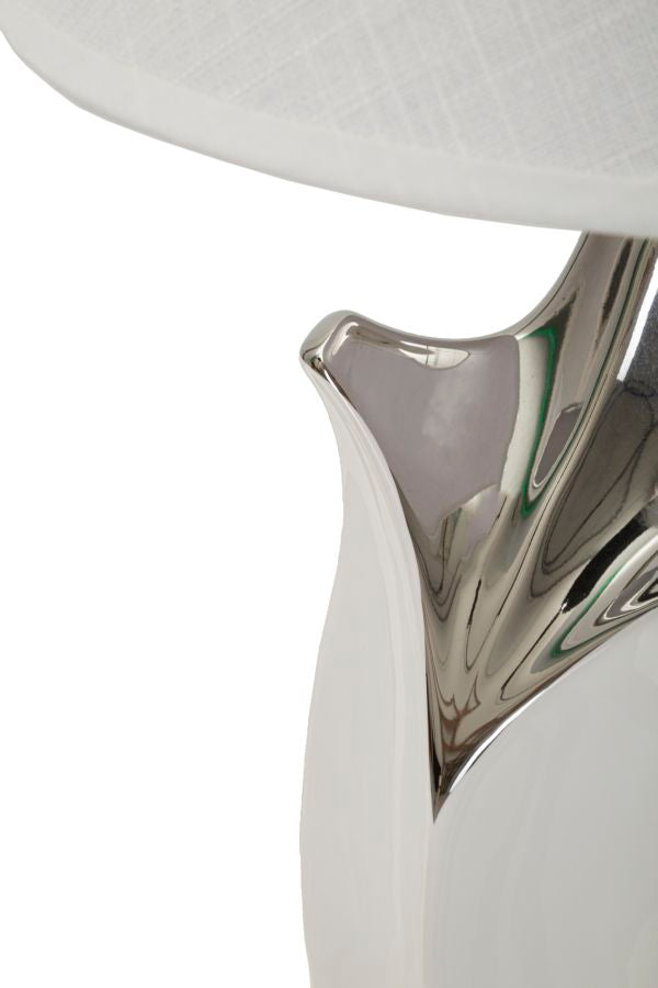 Veioză Mauro Ferretti Shiney, Alb/Argintiu, Ø30 cm