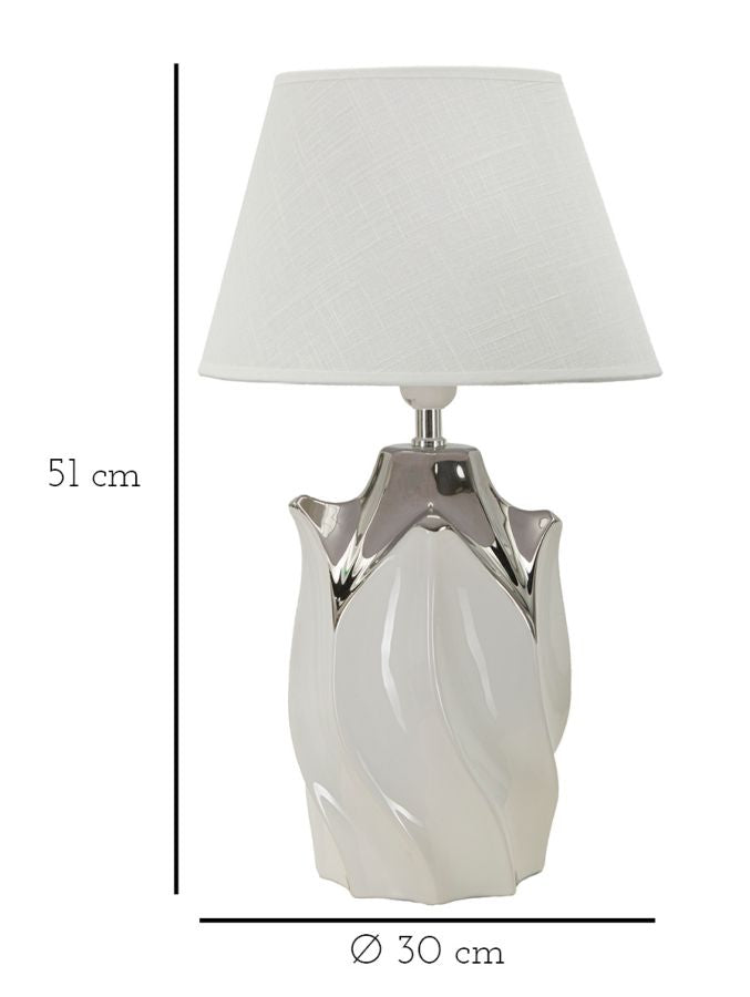 Veioză Mauro Ferretti Shiney, Alb/Argintiu, Ø30 cm