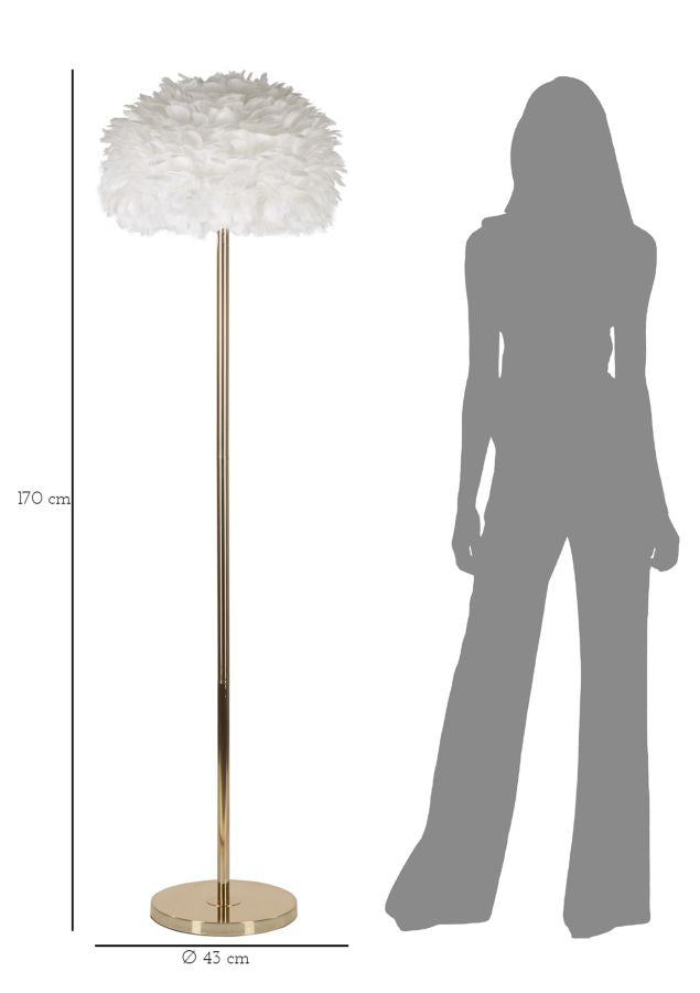 Lampadar Mauro Ferretti Feathers Subțire, Alb/Auriu, Ø43 cm