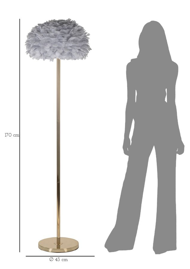Lampadar Mauro Ferretti Feathers Subțire, Gri/Auriu, Ø43 cm