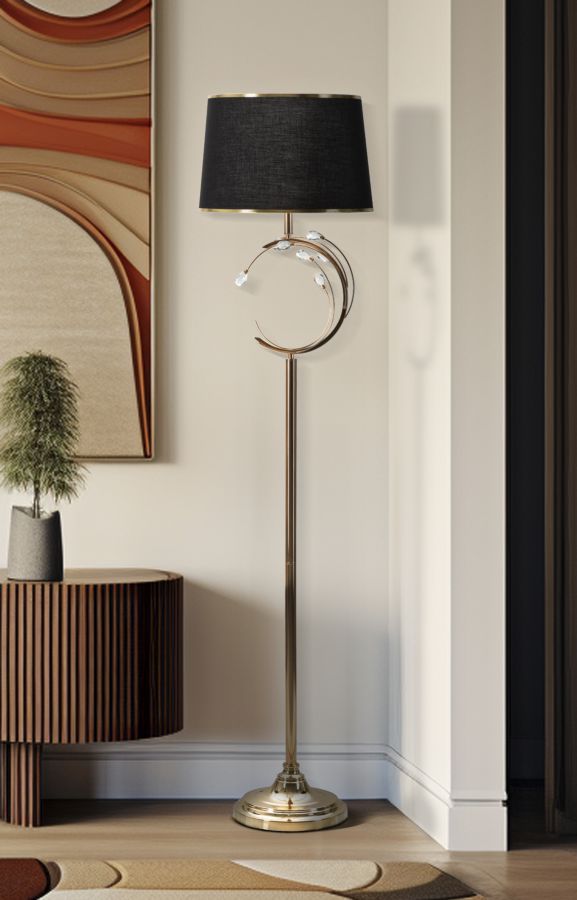 Lampadar Mauro Ferretti Bruxelles, Negru/Auriu, Ø38 cm