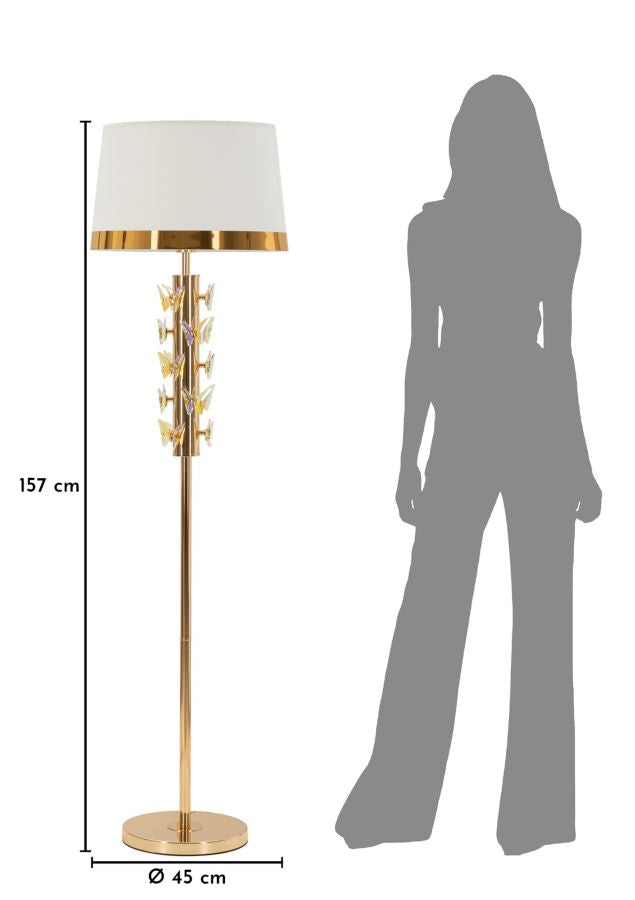 Lampadar Mauro Ferretti Fluture, Auriu/Alb, Ø45 cm