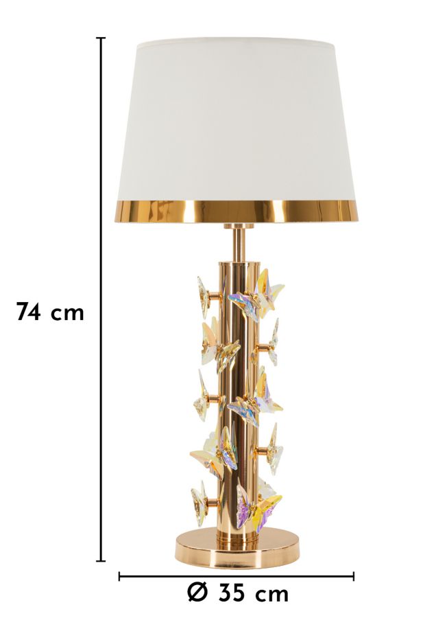 Veioză Mauro Ferretti Fluture, Auriu/Alb, Ø35 cm