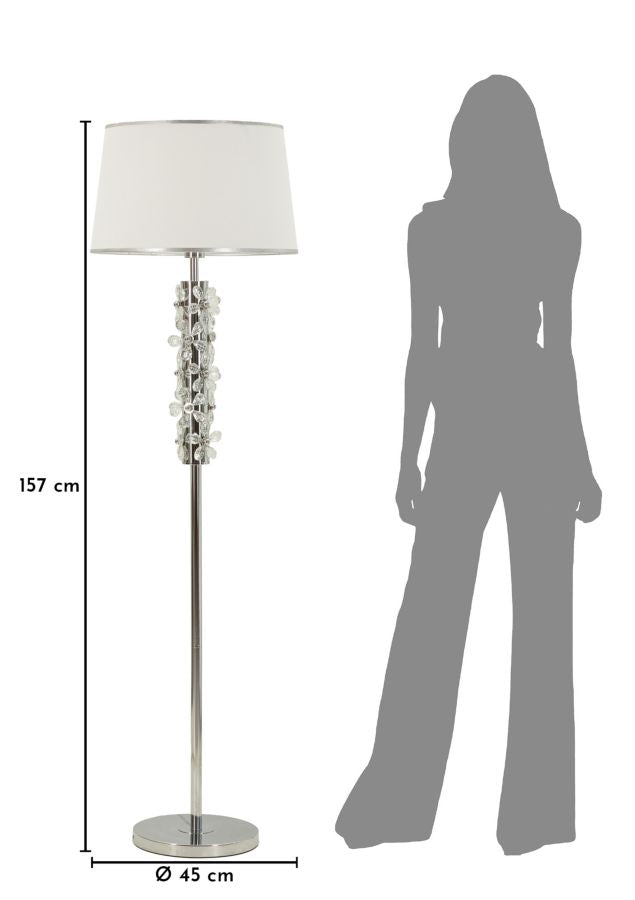 Lampadar Mauro Ferretti Floare, Argintiu/Alb, Ø45 cm