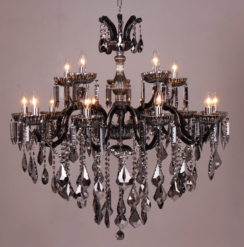 Lustra Chateau 17801/10+5 15 x E14 MAX 40W Ø100 H100 corp metalic cromat abajur din sticlă transparentă și fumurie