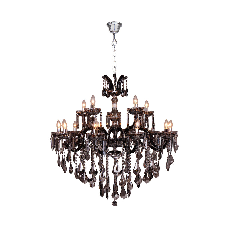 Lustra Chateau 17801/10+5 15 x E14 MAX 40W Ø100 H100 corp metalic cromat abajur din sticlă transparentă și fumurie