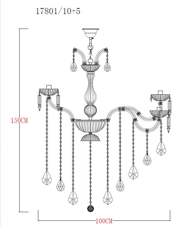 Lustra Chateau 17801/10+5 15 x E14 MAX 40W Ø100 H100 corp metalic cromat abajur din sticlă transparentă și fumurie