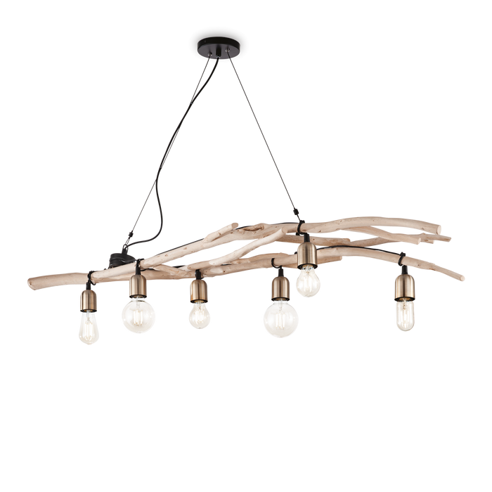 Lustra DRIFTWOOD Ideal Lux, E27 max 6 x 60W, Lemn