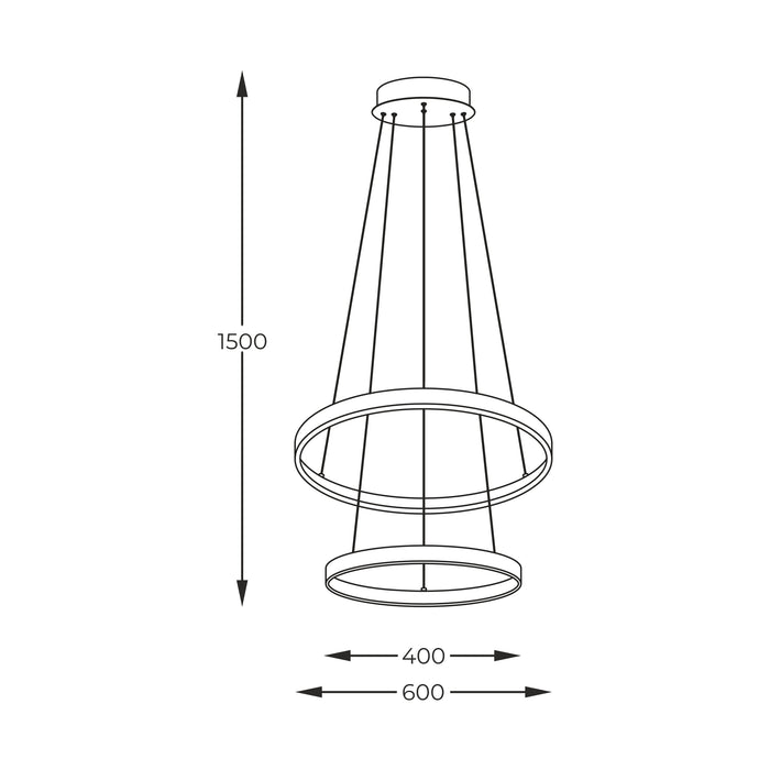 Lustra LED Breno 18140BK-2 LED 50W, 2000LM 3000K-4000K-6000K negru, corp din aluminiu