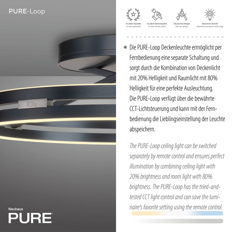 Plafoniera Paul Neuhaus PURE LOOP 2xLED Gri