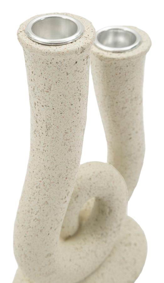 Suport Lumânări Mauro Ferretti Stons, Crem, 12x20 cm
