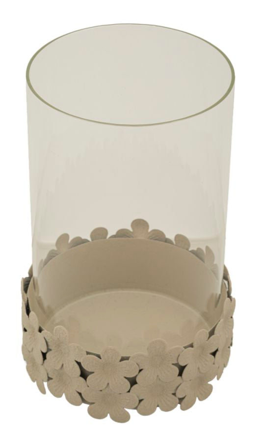 Suport Lumânări Mauro Ferretti Dune C/Vetro, Crem, Ø14 cm