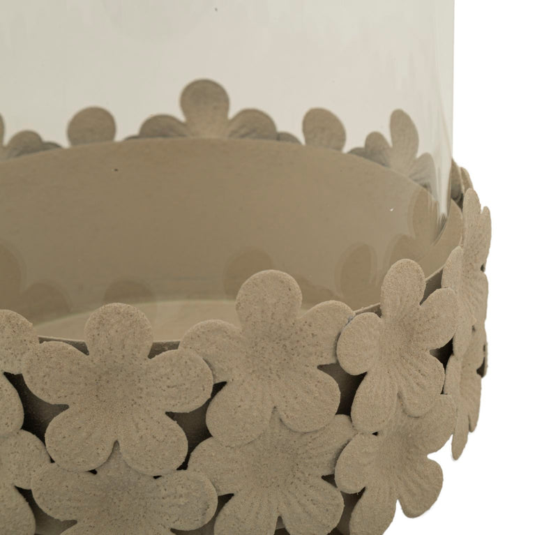 Suport Lumânări Mauro Ferretti Dune C/Vetro, Crem, Ø14 cm