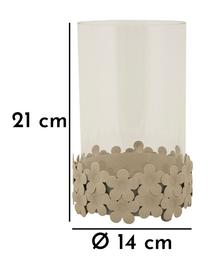 Suport Lumânări Mauro Ferretti Dune C/Vetro, Crem, Ø14 cm