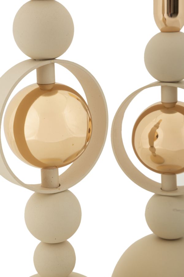 Suport Lumânări Mauro Ferretti Saturn, Crem/Auriu, Ø10 cm