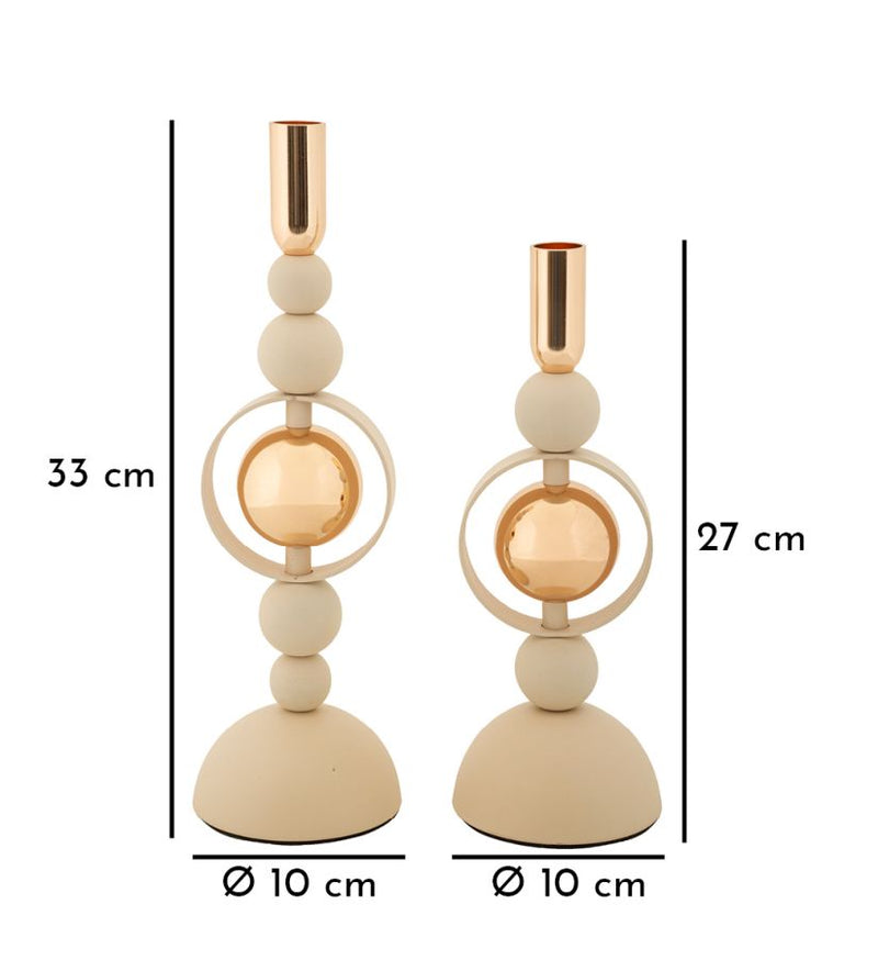 Suport Lumânări Mauro Ferretti Saturn, Crem/Auriu, Ø10 cm